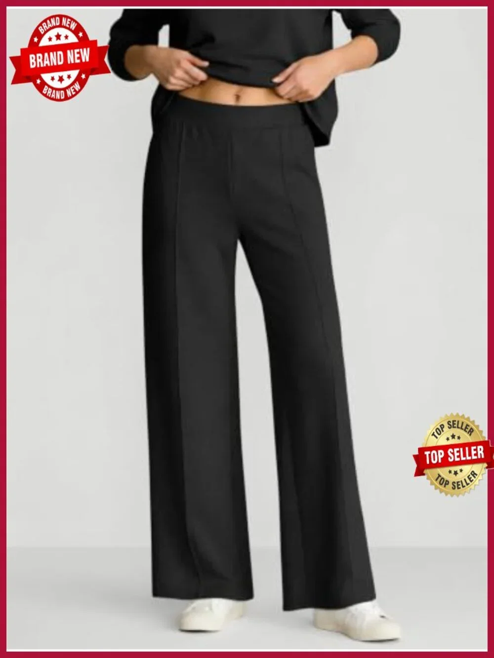 Women's 2 Piece Lounge Set - V Neck Top & Wide Leg Pants, Wrinkle-Free Travel